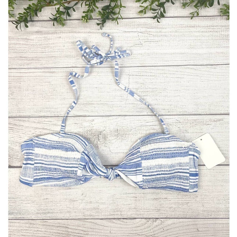 NEW Mae First Mate Bikini Top Blue and White Stripe XL